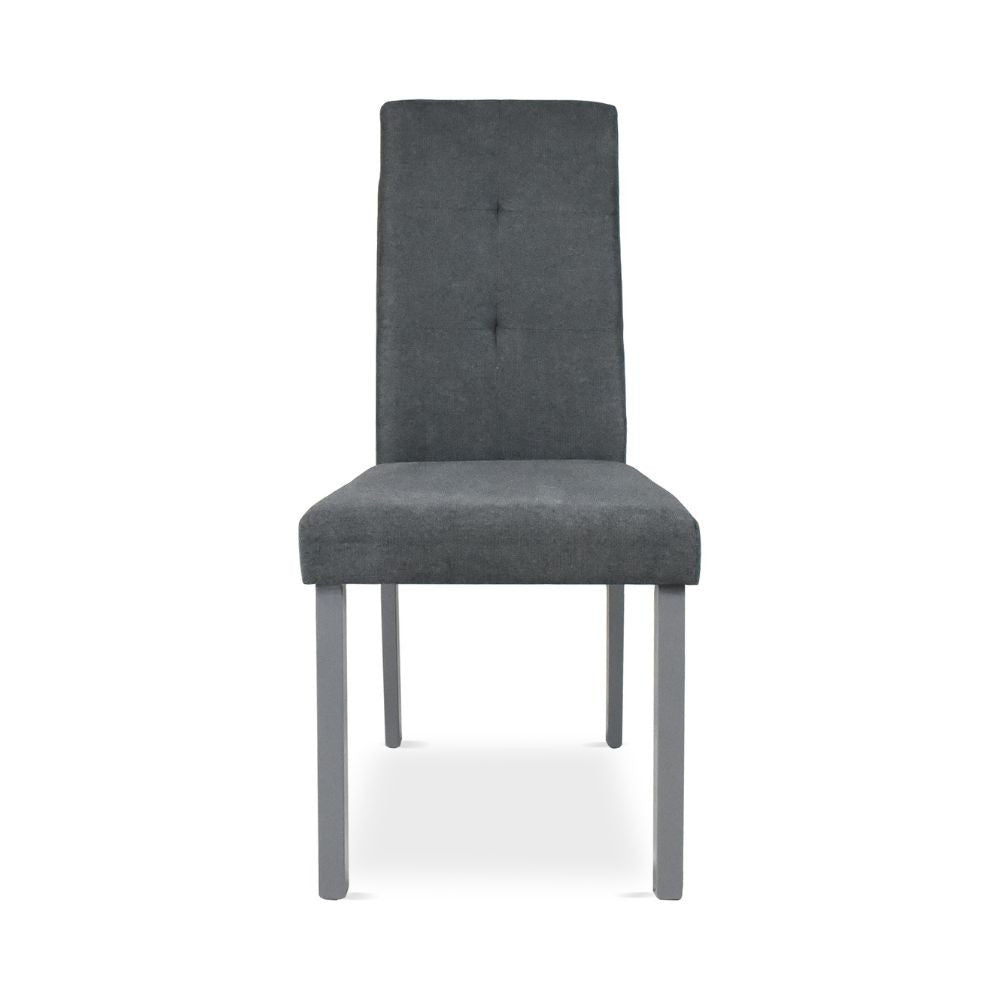 Sedia Eric in legno colore grigio con seduta in tessuto grigio set 2 pezzi