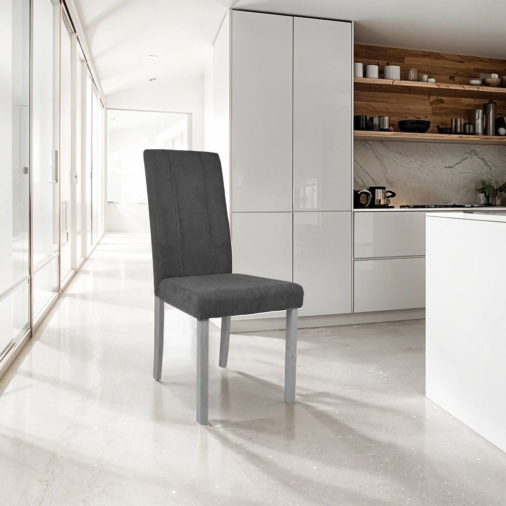 Sedia Tom in legno con seduta in tessuto set 2 pezzi - colore grigio grigio