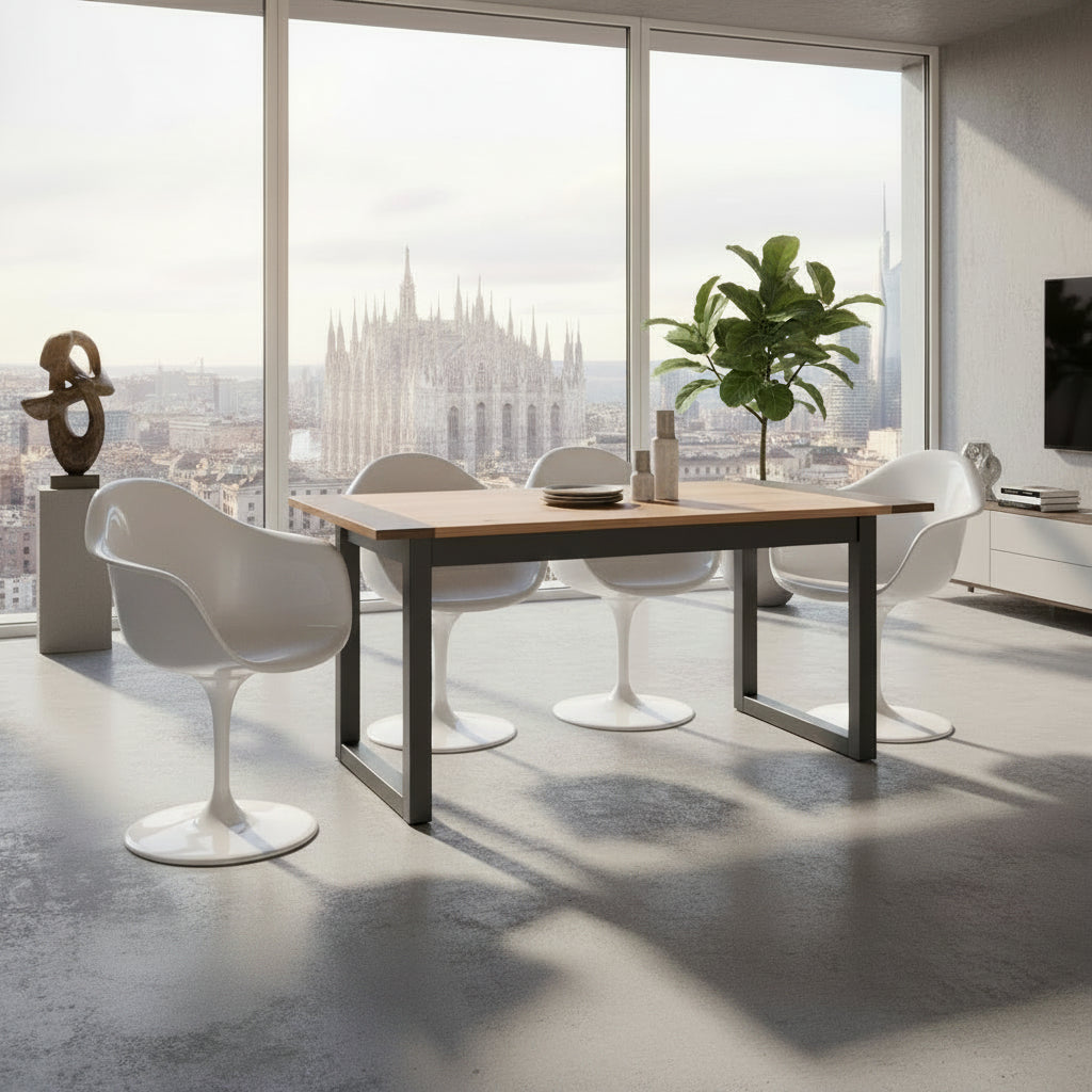 Tavolo allungabile Denver 50 160x90 cm – Piano Quercia e Struttura Antracite