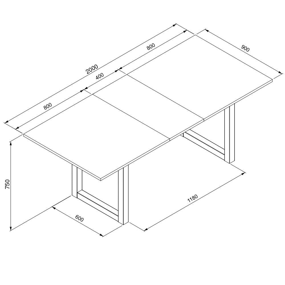 Tavolo allungabile Denver 50 160x90 cm – Piano Quercia e Struttura Antracite