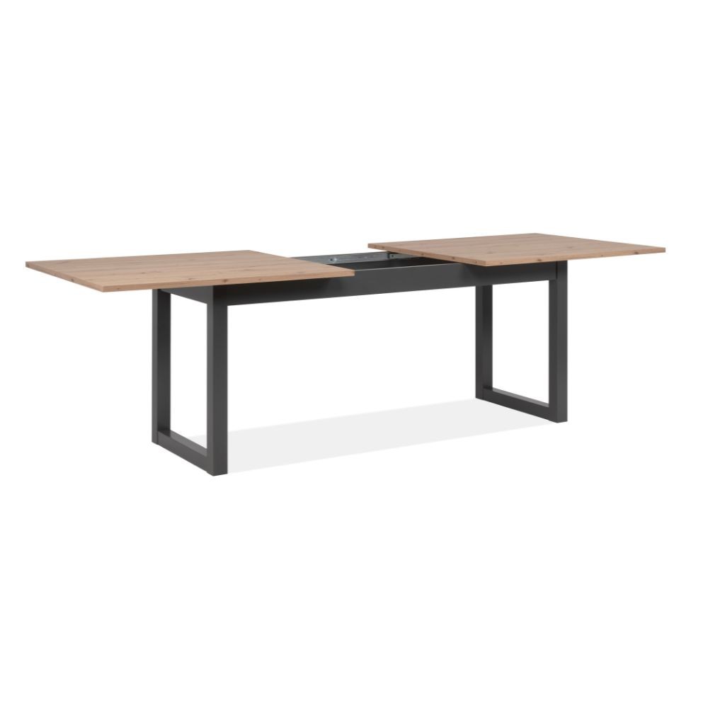 Tavolo allungabile Nolan 80C in piano quercia e struttura antracite 200x75x90 cm