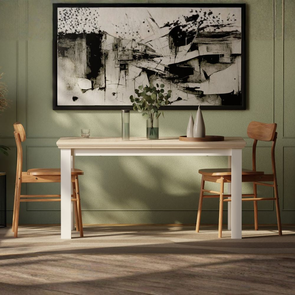 Tavolo allungabile Essenza con piano rovere e struttura grigio scuro o bianco - rovere/bianco