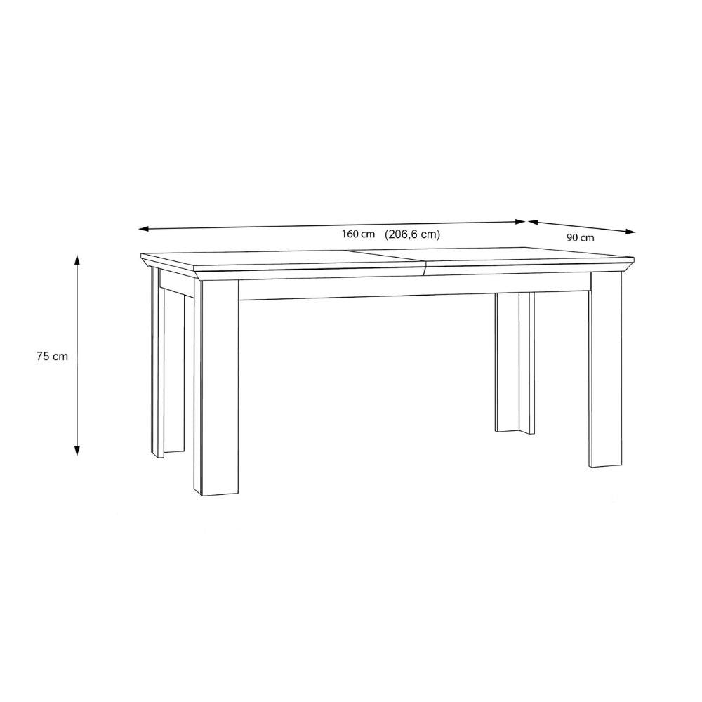 Tavolo allungabile Forma 160 × 90 cm fino a 206,6 cm – rovere e bianco