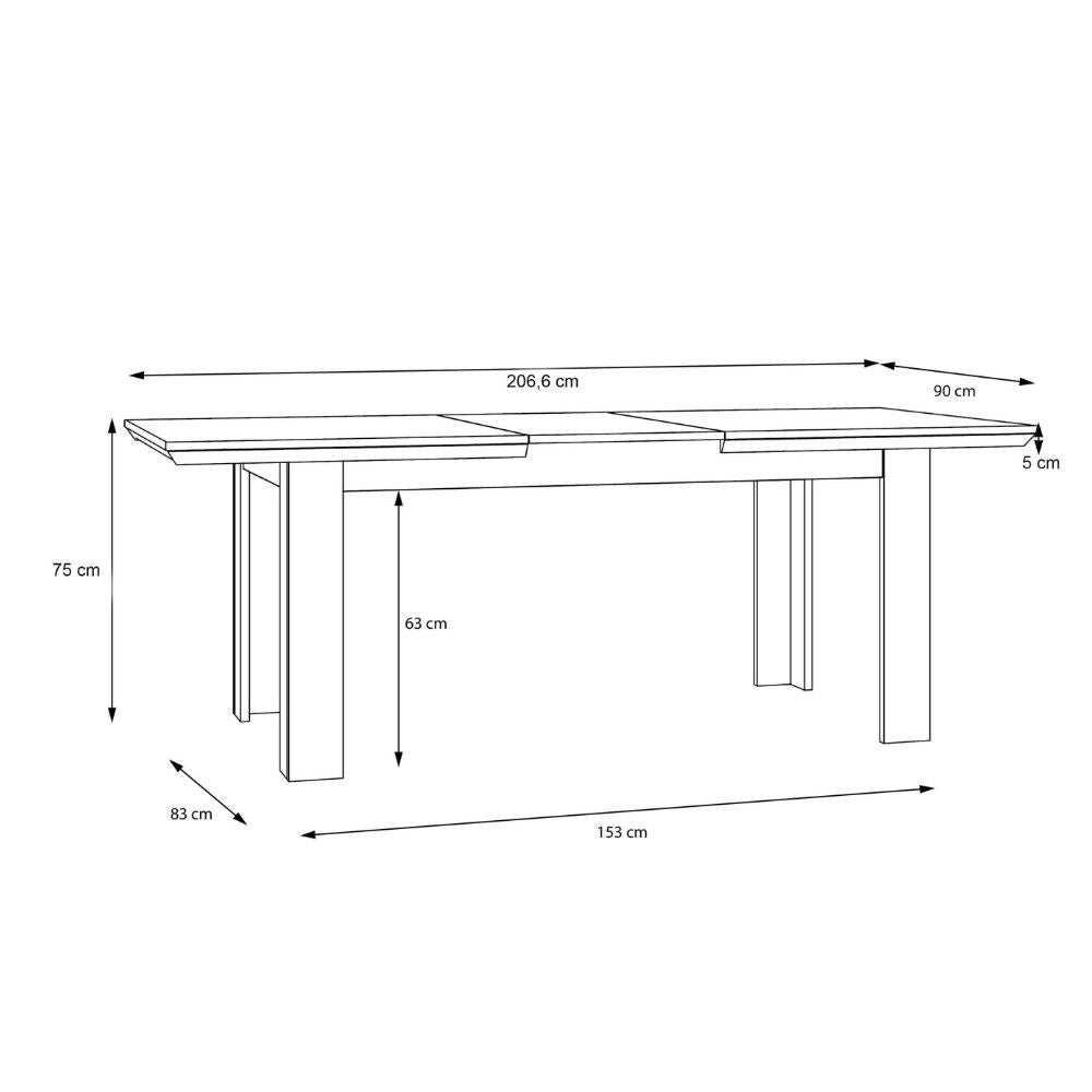 Tavolo allungabile Forma 160 × 90 cm fino a 206,6 cm – rovere e bianco