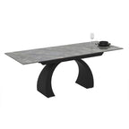 Tavolo allungabile Libra con piano in ceramica effetto marmo grigio e gambe nere
