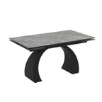 Tavolo allungabile Libra con piano in ceramica effetto marmo grigio e gambe nere