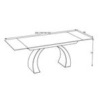 Tavolo allungabile Libra con piano in ceramica effetto marmo grigio e gambe nere