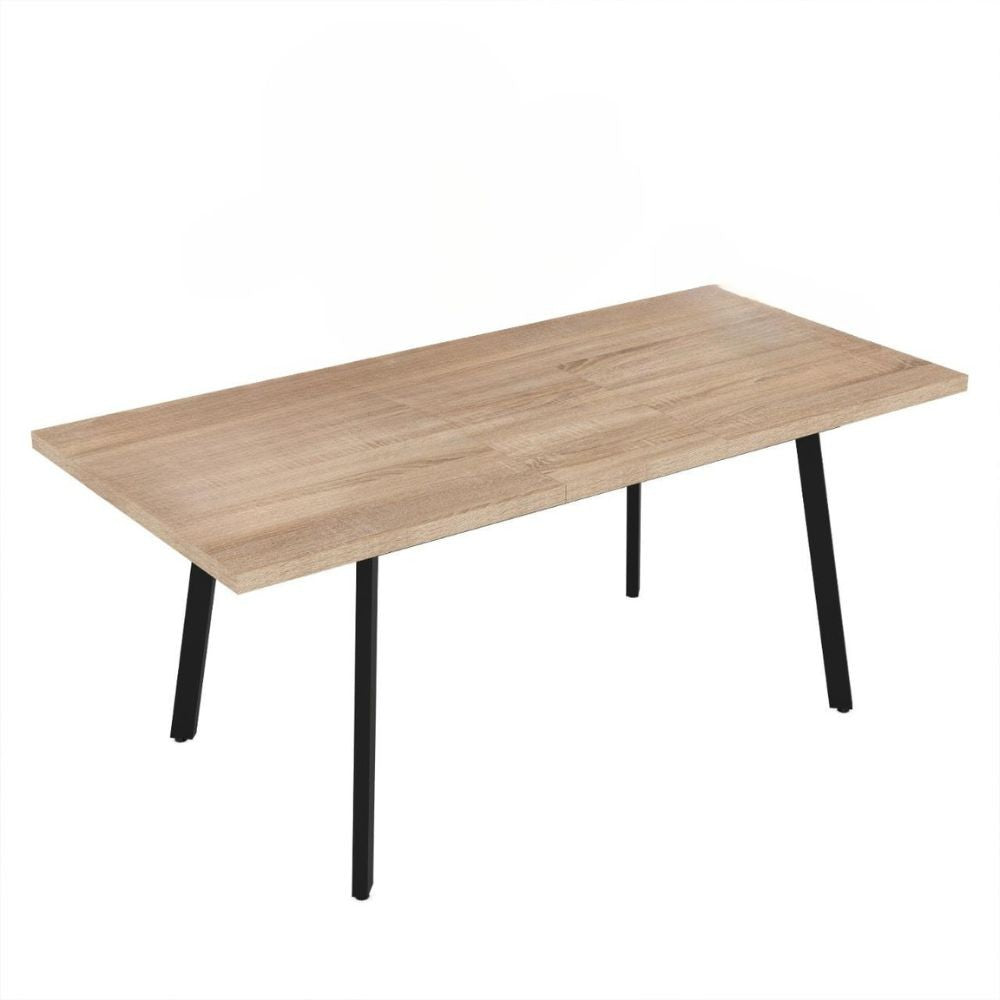 Tavolo allungabile Lini piano rovere o bianco e gambe in metallo nero