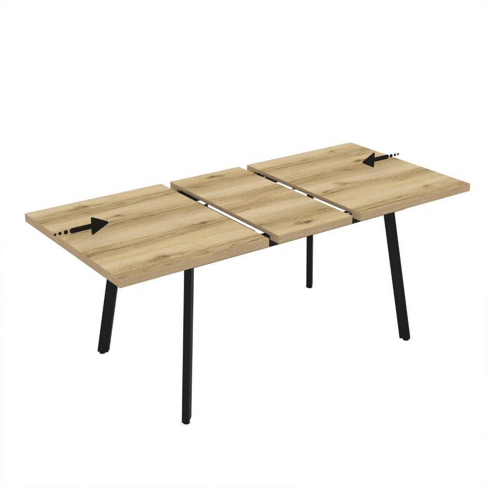 Tavolo allungabile Lini piano rovere o bianco e gambe in metallo nero