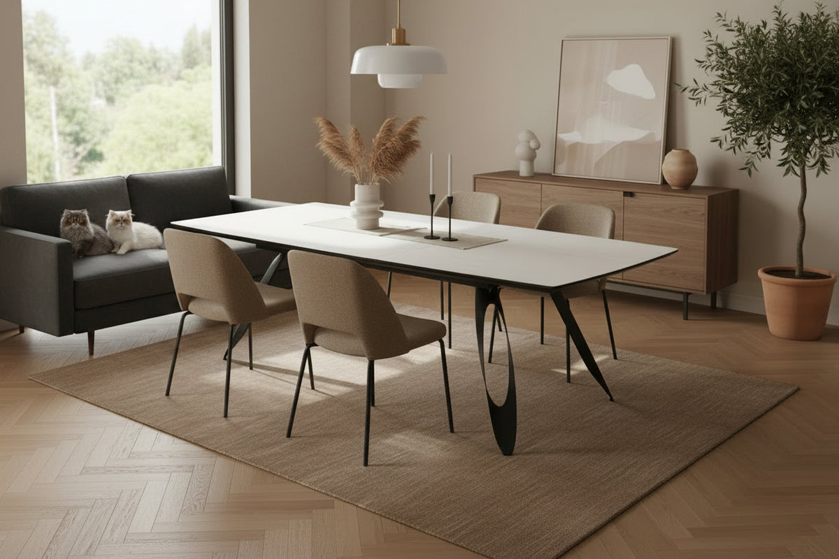 Tavolo allungabile Merkur con top bianco - colore bianco frassinato