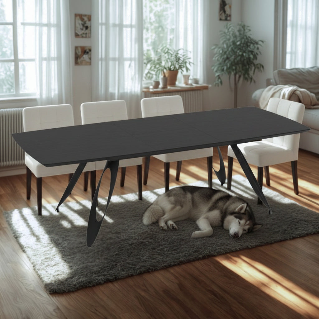 Tavolo allungabile Merkur con top bianco - nero