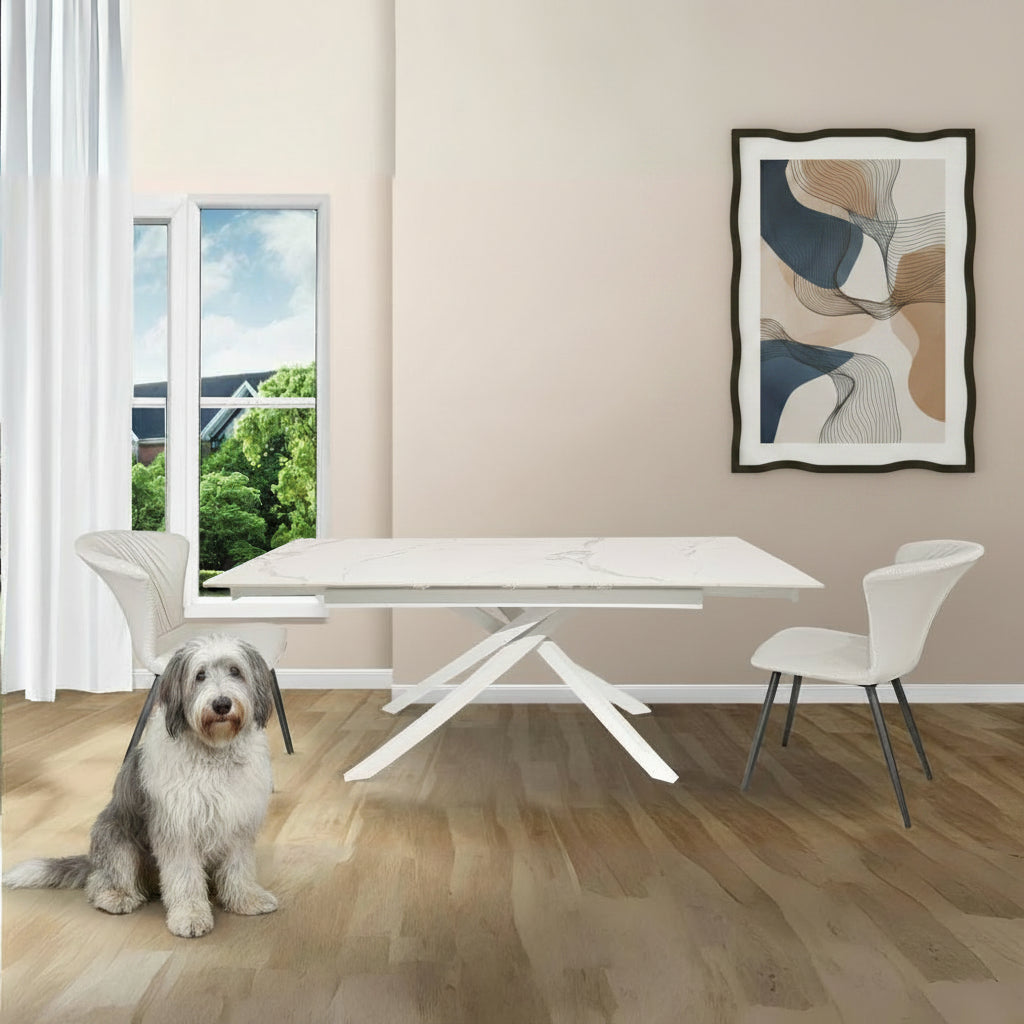Tavolo allungabile Nefti in ceramica 160 × 90 cm fino a 240 cm - colore bianco