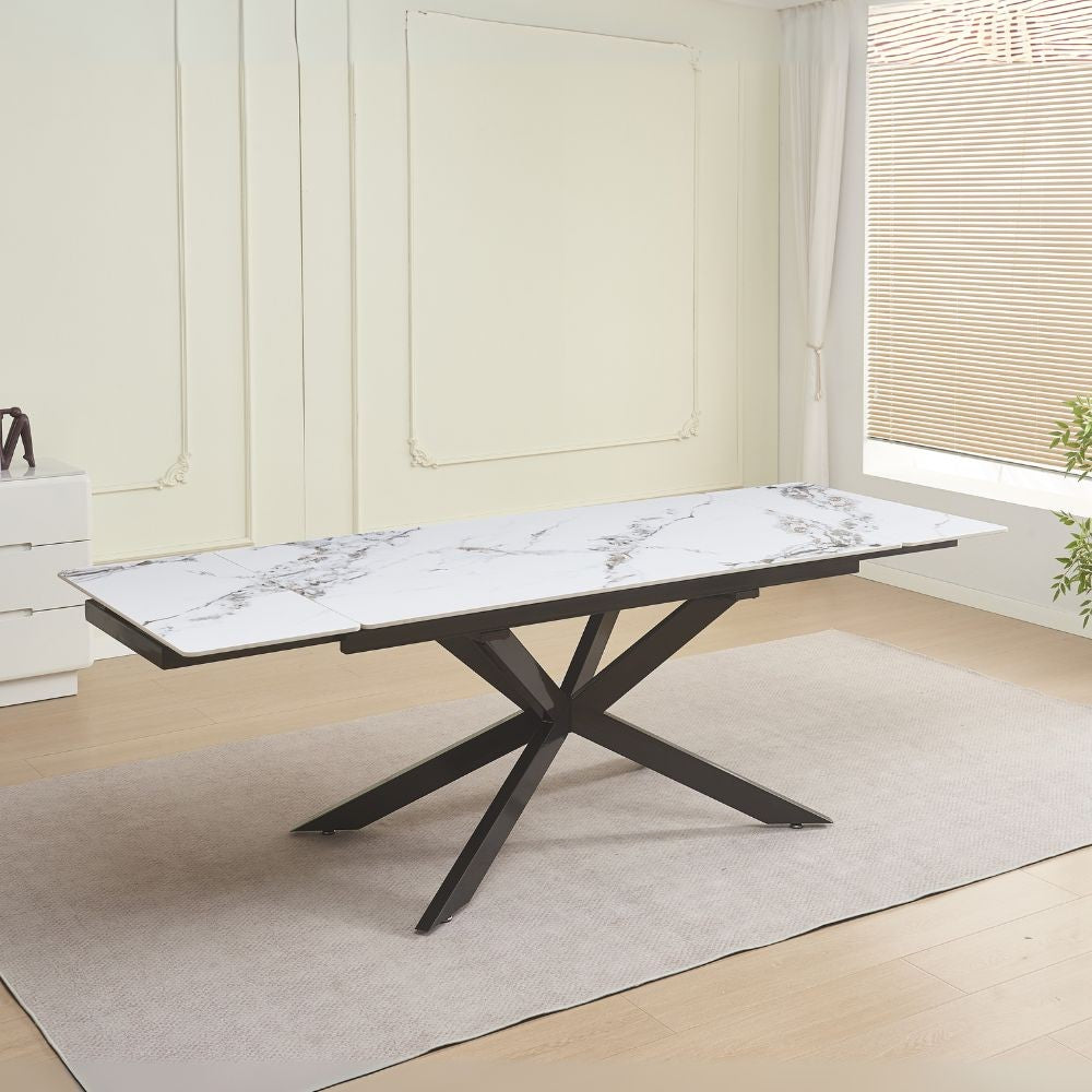 Tavolo allungabile in ceramica 160 × 90 cm fino a 240 cm - colore bianco