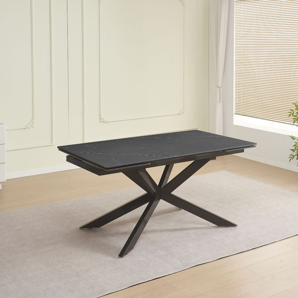 Tavolo allungabile in ceramica 160 × 90 cm fino a 240 cm - nero ardesia