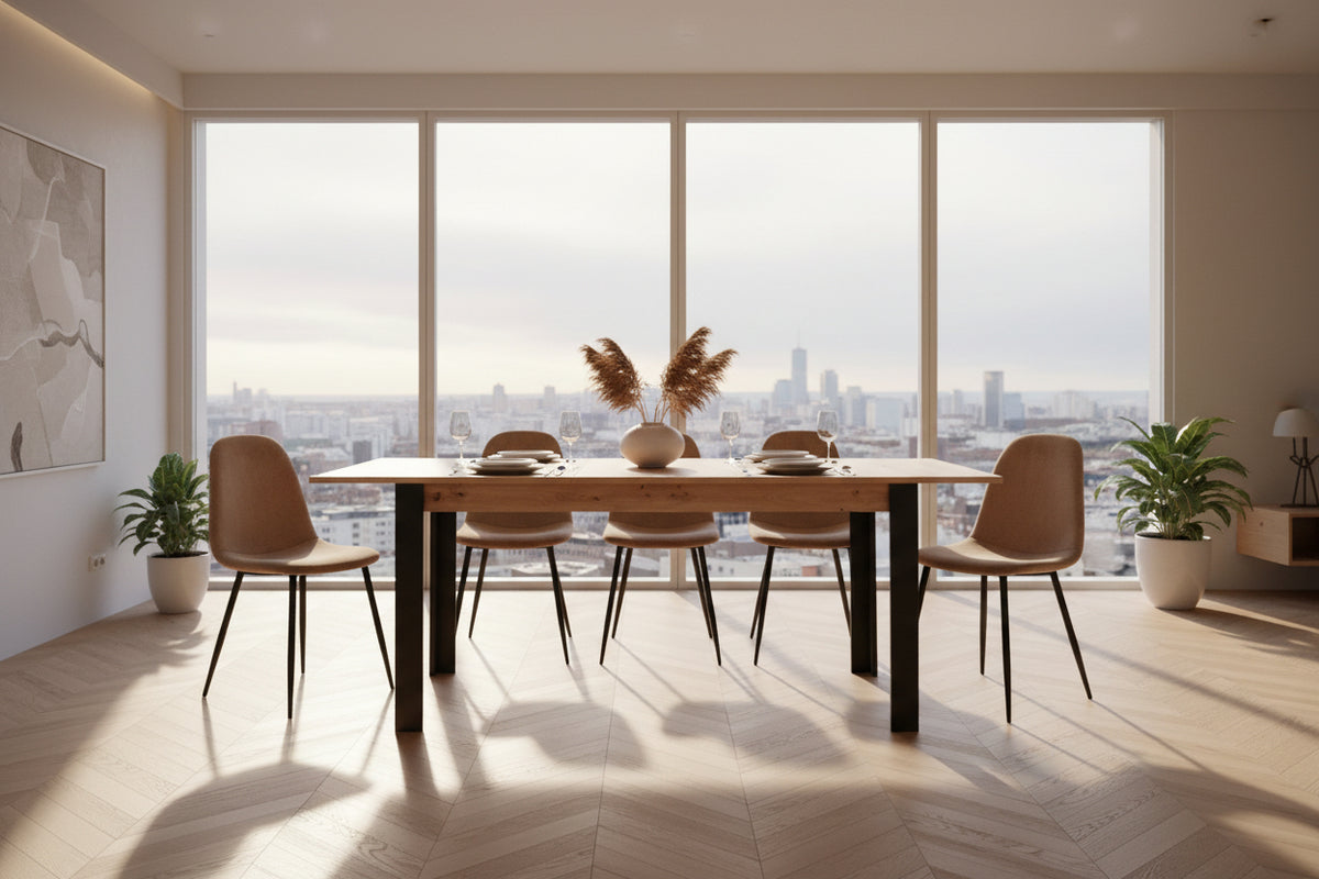 Tavolo allungabile Tolosa 80B colore rovere e gambe nere 150x75x80 cm.