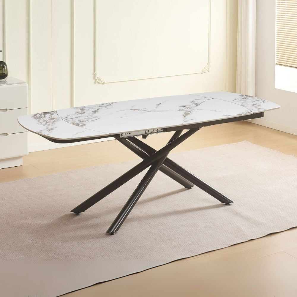 Tavolo allungabile Astrid con apertura girevole automatica 140 × 90 cm fino a 200 cm - colore bianco gloss m 346