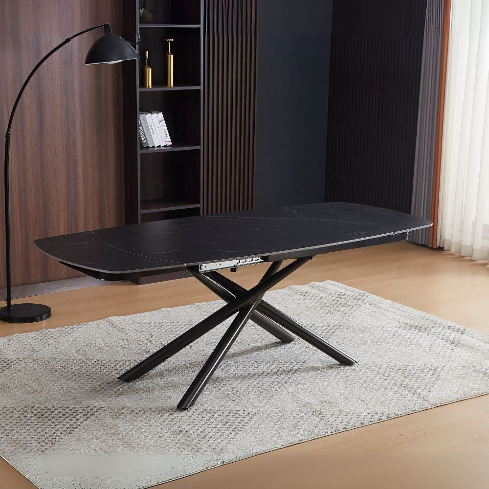 Tavolo allungabile Astrid con apertura girevole automatica 140 × 90 cm fino a 200 cm - nero opaco