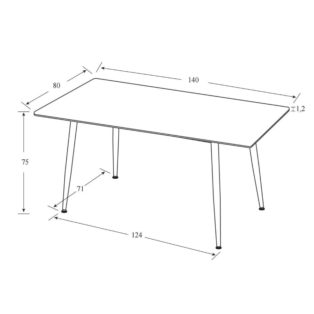 Tavolo Mila 140 × 80 cm con piano in ceramica effetto marmo