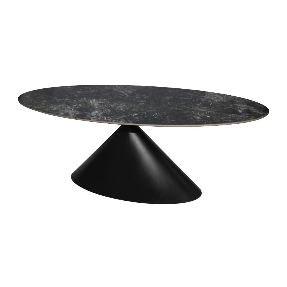 Tavolo ovale fisso Punto con piano effetto marmo 200x100xH76 cm.