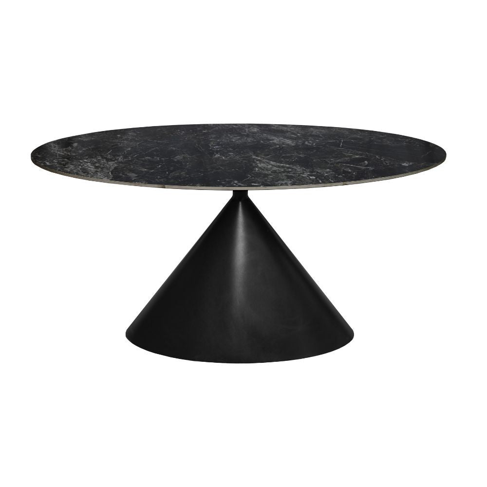 Tavolo ovale fisso Punto con piano effetto marmo 200x100xH76 cm.