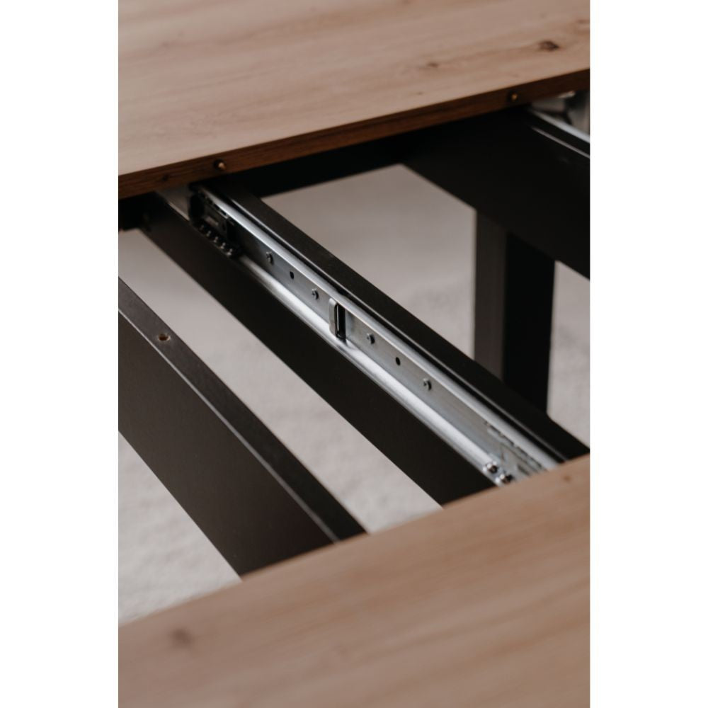 Tavolo rotondo allungabile Coburg 100 in piano quercia o bianco e struttura nera 100x76x100 cm.