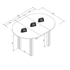 Tavolo rotondo allungabile Coburg 100 in piano quercia o bianco e struttura nera 100x76x100 cm.